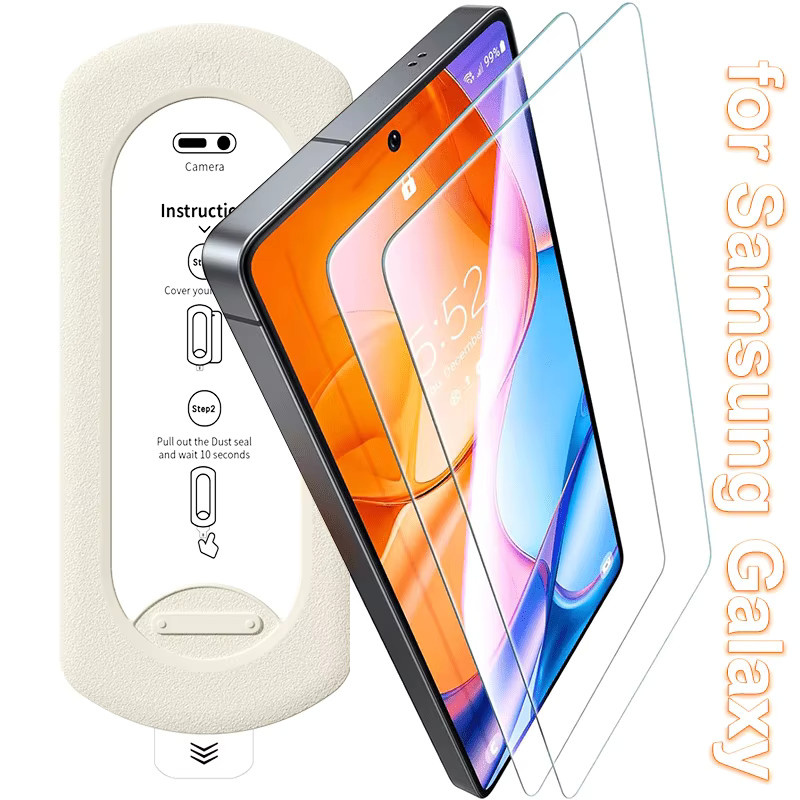 Samsung Displayschutzfolie aus gehärtetem Glas für Galaxy S25 S24 S23 S22, transparent, mit Anti-Fingerabdruck-Funktion - Bild 1