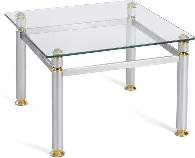Couchtisch 8415NK von HASSE in Silber und Transparent mit Klarglas und Edelstahl, B/T/H: 80 x 70 x 70 cm - Bild 1