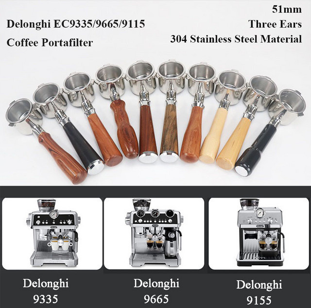 Delonghi Boden Siebträger mit 51 mm Filterkorb in Silber für Kaffeemaschinen EC9335, EC9665 und EC9155 - Bild 1