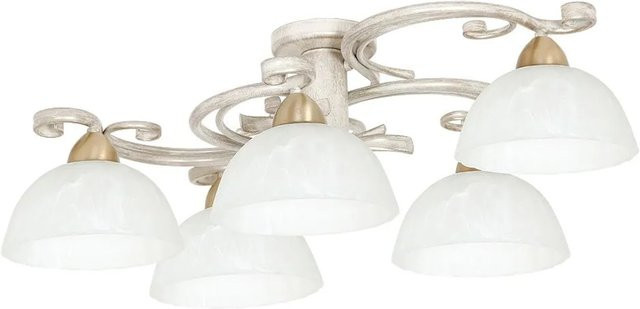 Licht-Erlebnisse Deckenleuchte im Shabby Chic Landhaus Stil aus Metall und Glas mit E27 Fassung in Weiß oder Gold/Messing - Bild 1