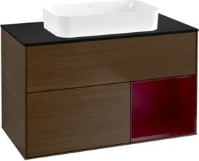 V&B Waschtischunterschrank Finion mit Wandbeleuchtung in Walnut Veneer, Farbe: Braun, Breite: 100 cm, Tiefe: 60,3 cm - Bild 1