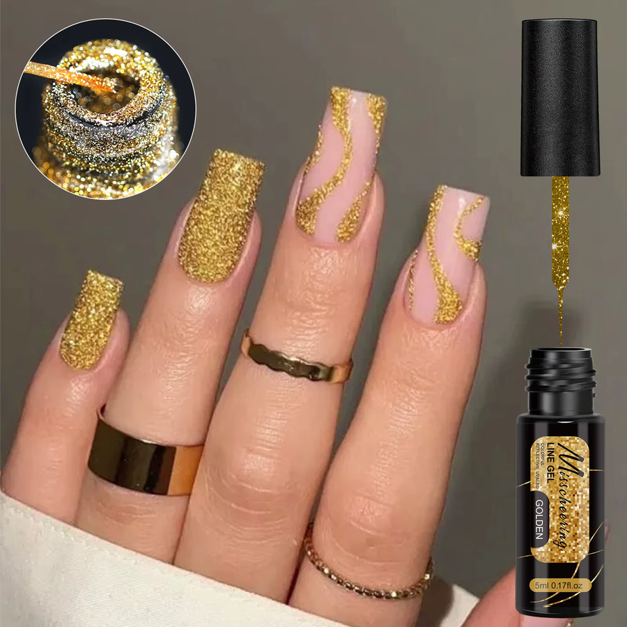 Misscheering Gel Nagellack, Golden, Schimmernd, 2 Stück - Bild 5