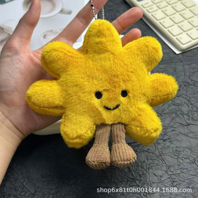 Sonnenblumen Schultaschen Anhänger Plüschtier Puppe Schlüsselanhänger, Auge abnehmbar, yellow - Bild 1