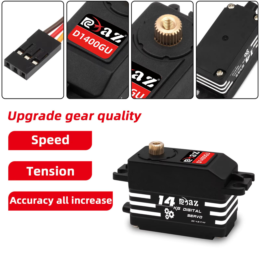RCXAZ Digitales Servo, Metallgehäuse, Kupferzähne, Wasserdicht, für 1/10 RC-Auto- und Bootsmodell - Bild 5