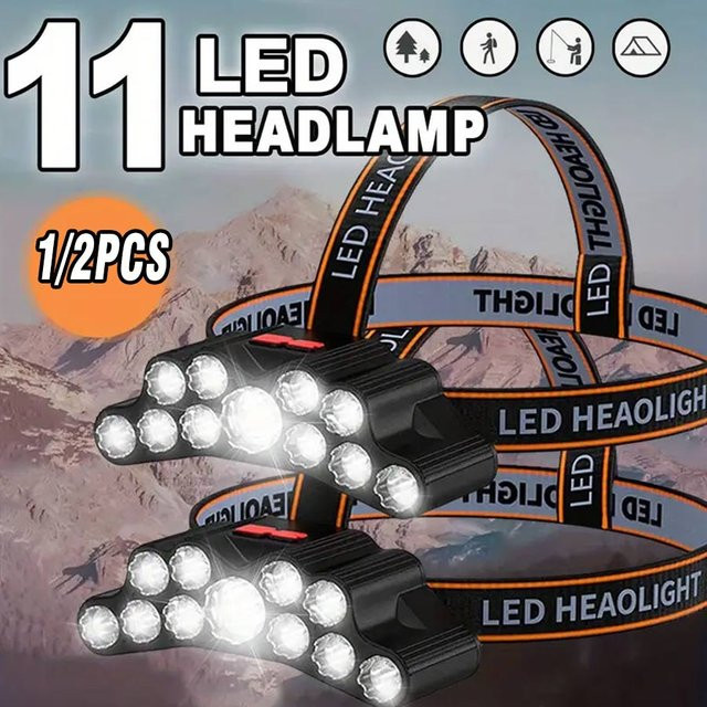 XIWANGFIRE LED Stirnlampe Schwarz, wiederaufladbare USB Kopf-Taschenlampe für Outdoor, Camping und Angeln - Bild 1