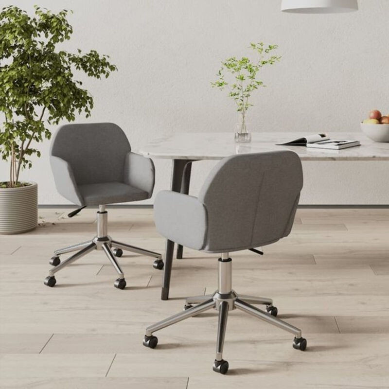 Vidaxl Esszimmerstühle 2er Set Grau Modern Polsterstühle aus Stoff und Metall - Bild 1
