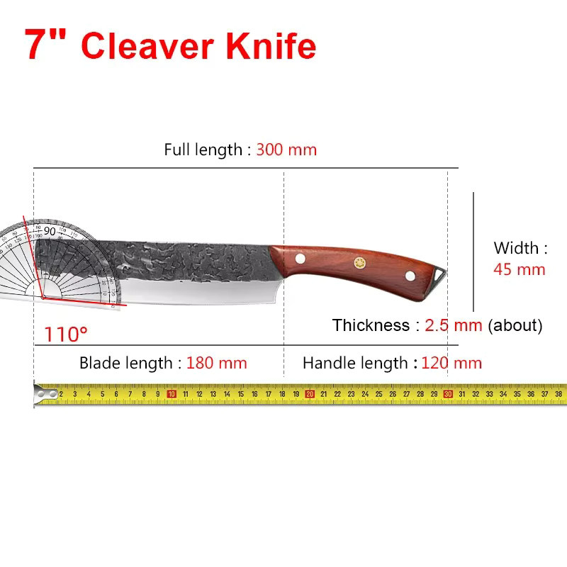GuanQi Profi Küchenmesser Cleaver aus Holz mit Schutzhülle zum Schneiden von Fleisch, Fisch und Gemüse - Bild 5
