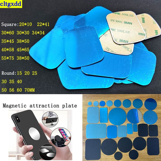 Cltgxdd 10er Set Magnetmetallplatten für Auto-Telefon-Halterungen, rund und quadratisch, universelle Patch-Halterung - Bild 1