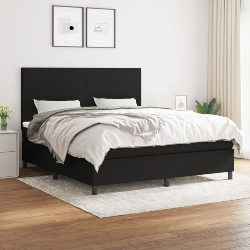 Vidaxl Boxspringbett mit Matratze in Schwarz aus Stoff, B/T/H: 180 x 200 x 118 cm - Bild 1