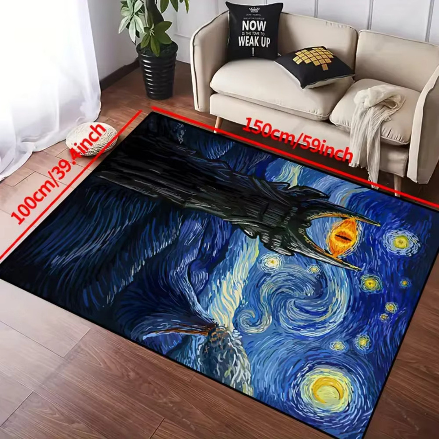 VIKAMA Lord of the Rings Eye of Sauron Fußmatte aus Polyester, blau, rutschfest und waschbar, B: 120 cm, T: 80 cm - Bild 3
