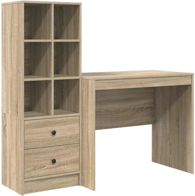 vidaXL Schreibtisch und Hochboard Set in Sonoma-Eiche, 2-teiliges Büro-Set modern - Bild 1