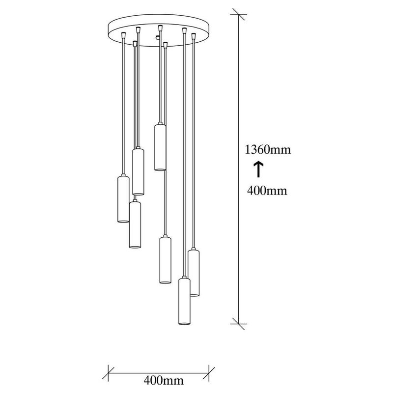 Opviq Pendelleuchte Tempo in Bronze aus Metall mit 7 E27 Fassungen, Höhe: 136 cm, Breite: 40 cm, Tiefe: 40 cm - Bild 2