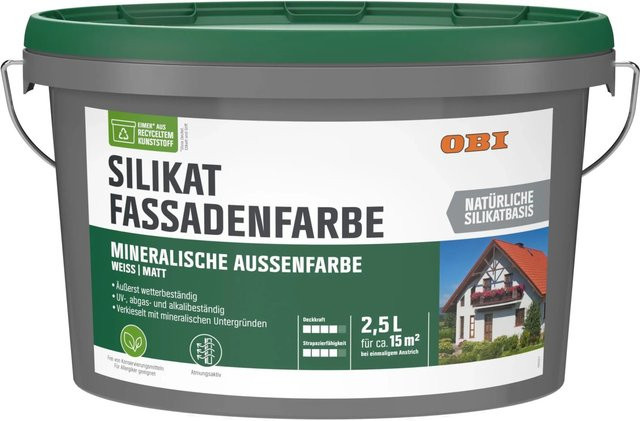 OBI Silikat Fassadenfarbe Weiß matt, 2,5 l - Bild 1
