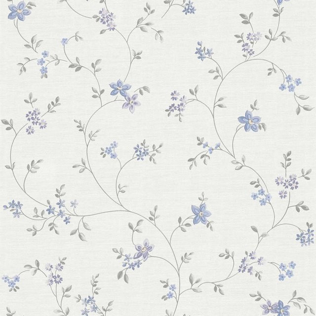 A.S. Création Vliestapete mit floralem Design in Blau und Weiß, Landhausstil, matt, Breite: 0,53 m, Länge: 10,05 m - Bild 1