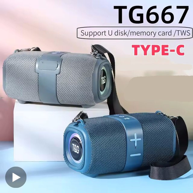T&G Tragbarer Bluetooth Subwoofer mit FM-Radio und Bass-Lampe in Lila - Bild 1