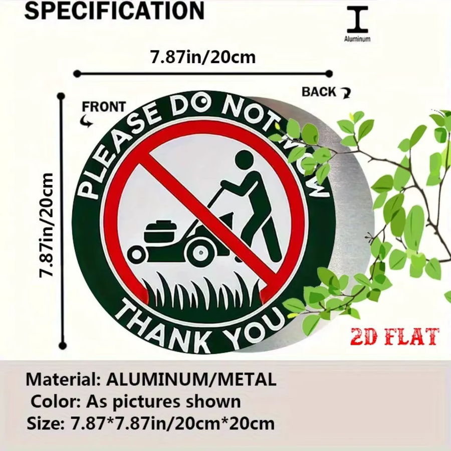 CIFbuy Vintage Do Not Mow Metallschild aus Aluminium für den Außenbereich, Rund, Mehrfarbig, Durchmesser: 20 cm - Bild 2