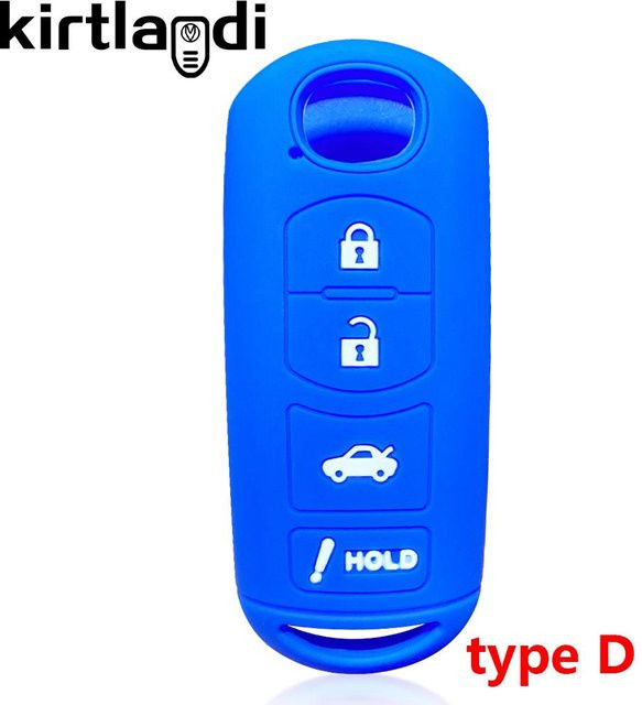 Silikon Autoabdeckung Schlüsselhülle in Blau für Mazda 2 3 5 6 CX-3 CX-5 CX-7 CX-8 CX-9 Mazda3 Mazda6 Demio mit Halter für 3 oder 4 Tasten Fernbedienung - Bild 1