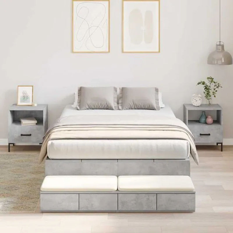 Modernes Funktionsbett mit Stauraum von Vidaxl in Beton Grau, B/T/H: 226,5 x 120 x 31,5 cm - Bild 1
