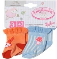 Baby Annabell Socken 2er-Pack Puppenzubehör mit Schmetterling, Eichhörnchen, Fliegenpilz und Schaf in Rosa, Weiß, Pink und Blau - Bild 1