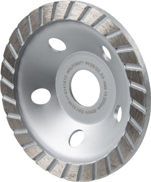 Wolfcraft Diamant-Schleiftopf Standard in Silber für Stein und Beton, Durchmesser: 105 mm - Bild 1