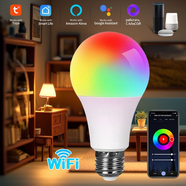 Tuya WiFi Smart LED Lampe E27 RGB Multicolour mit App- und Sprachsteuerung für Alexa und Google Assistant - Bild 1