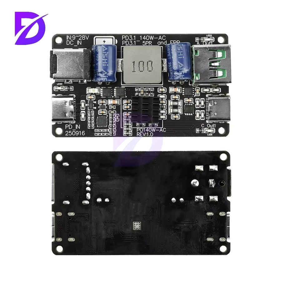 Diymore PD3.1 140 W Schnelllademodul Hochleistungs-DC Buck Dual Port USB-C Ladegerät in Schwarz - Bild 3