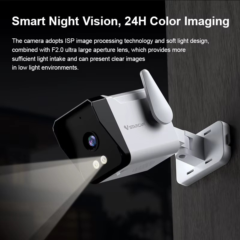 Vstarcam IP Kamera Outdoor mit 3MP Auflösung, Wasserdicht, Farbe Nachtsicht, Humanoiden Erkennung und 5X Zoom, Weiß - Bild 3