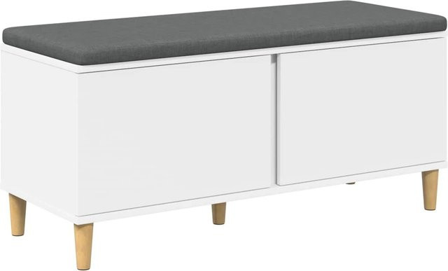 vidaXL Flurbank mit Kissen und Schuhregal in Weiß, B/T/H: 100 x 38 x 46 cm - Bild 1