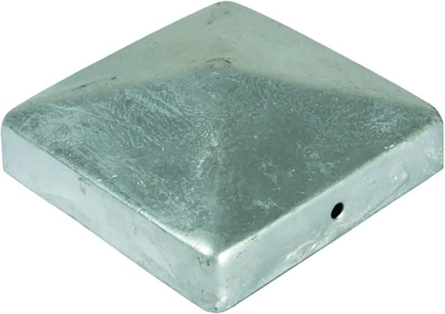 T & J Pfostenabdeckung aus feuerverzinktem Metall in Silber, quadratisch, 9 x 9 cm, Pyramidenform - Bild 1
