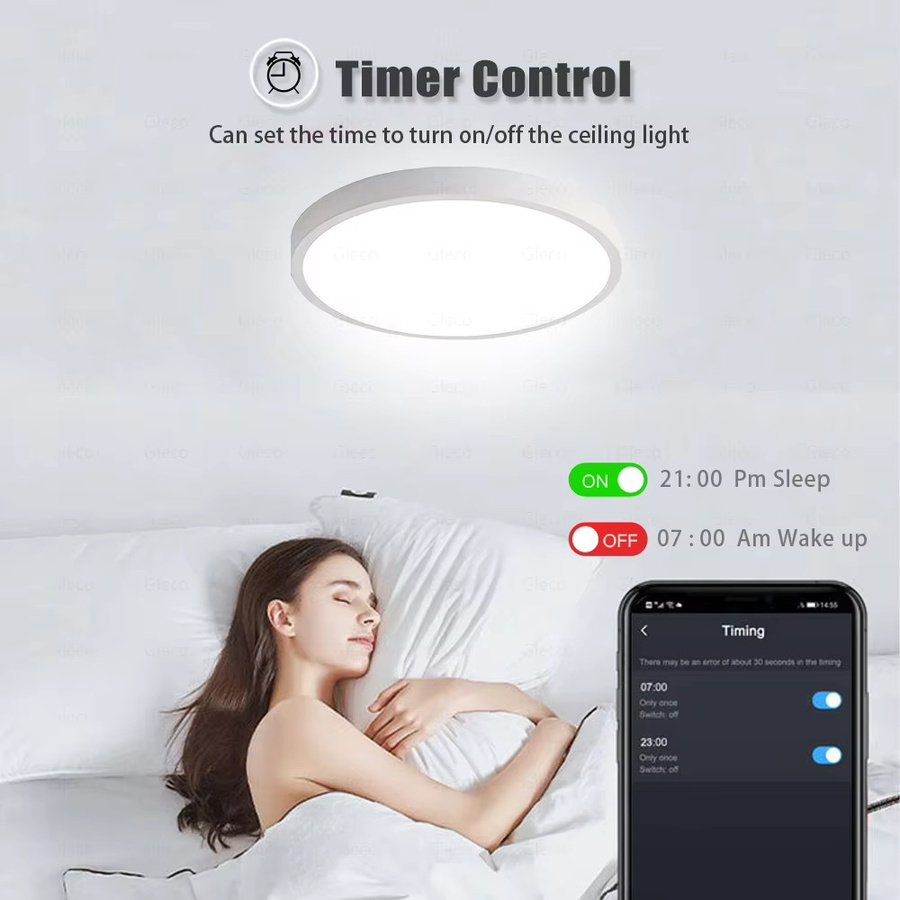 Gleco Smart LED Deckenleuchte RGBCW mit Tuya Wifi oder Zigbee, runde moderne Deckenlampe in Weiß für Wohnzimmer, kompatibel mit Alexa und Google Assistant - Bild 5
