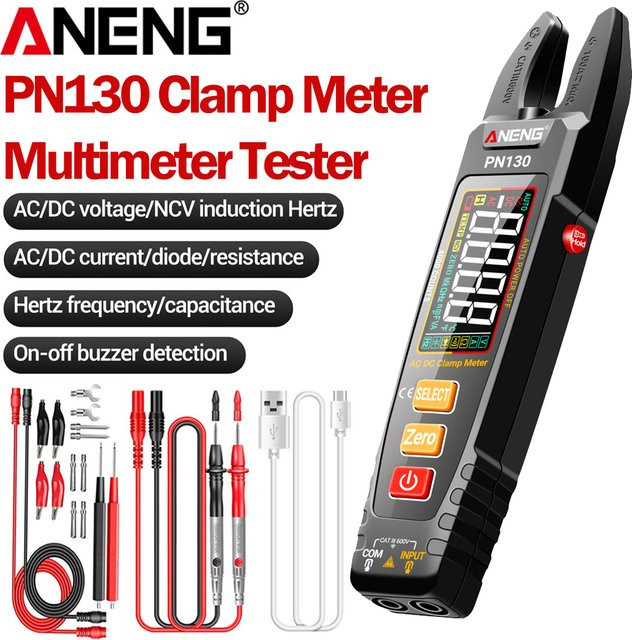 ANENG PN130 Digitales Multimeter und Zangenmessgerät in Schwarz mit AC/DC-Spannungsmessung und NCV-Spannungserkennung - Bild 1