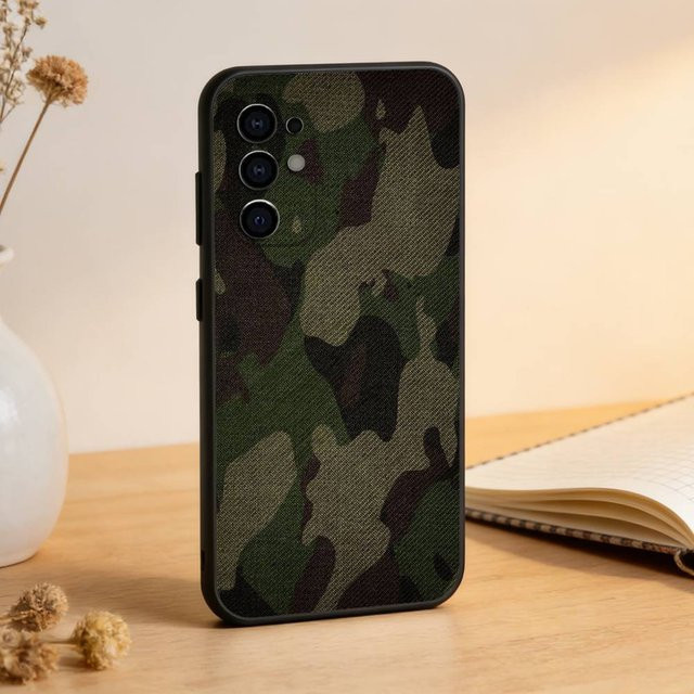 Samsung Handyhülle aus weichem Silikon im Camouflage Militär-Look für Samsung Galaxy S21 FE, Schwarz und Grün - Bild 1