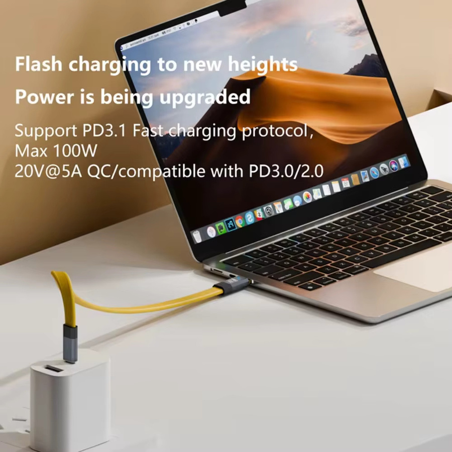 NNBILI USB-C auf USB-C Kabel, 100 W Schnellladekabel mit 5 A, USB 3.2 Datenübertragung bis 20 Gbit/s, 8K bei 60 Hz, flaches Design - Bild 5