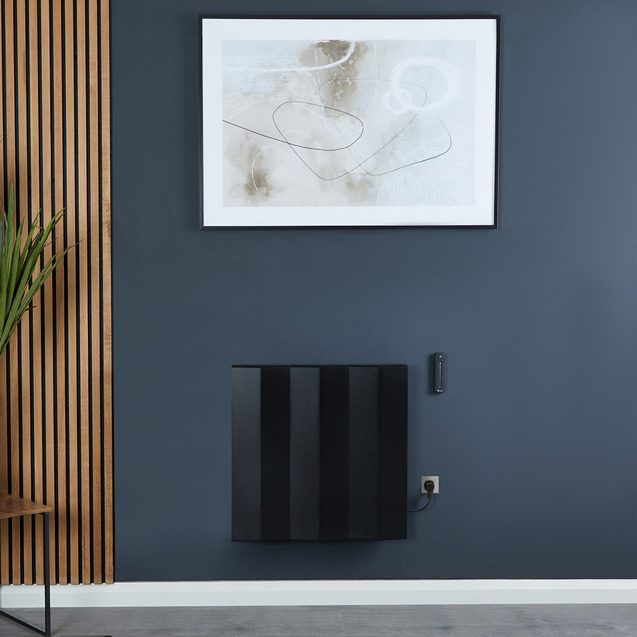 Elektrischer Design Heizkörper Hudson Reed Notus V in Schwarz, Wandmontage mit Fernbedienung, B/H/T: 60 x 60 x 60 cm - Bild 1