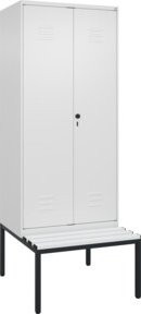 C+P PSA Doppel-Spind Classic PLUS Sitzbank mit 2 Abteilen, Farbe: Grau/Weiß, B/T/H: 212 x 80 x 81,5 cm - Bild 1