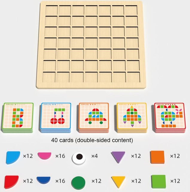 Fashnics Montessori Kognition Puzzle Brett, 120-teiliges Set, ab 2 Jahren - Bild 1