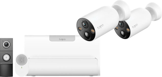 TP-Link Tapo C460 Doppelpack mit H500 CentralHub und D235 Smart Battery & Wired Doorbell, Weiß, Wi-Fi - Bild 1