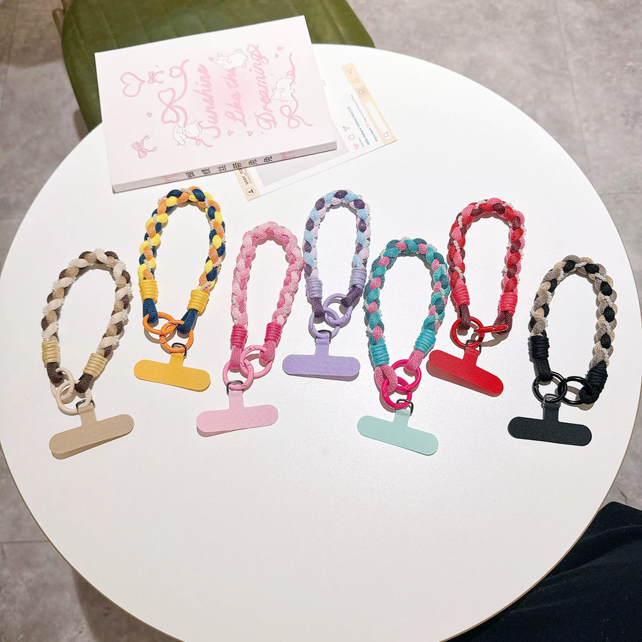 ZHANZHI Handy Lanyard Geflecht als kurzes Handgelenkband in Pink und Multicolour - Bild 2