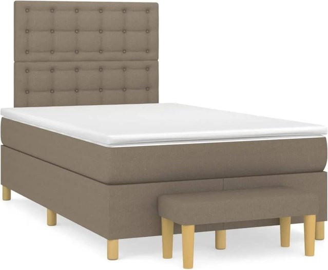 vidaXL Boxspringbett mit Matratze Hybrid-Design in Taupe, B/T: 120 x 200 cm - Bild 1