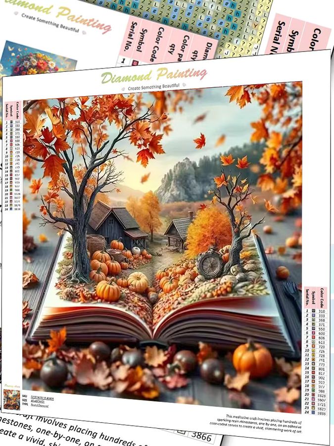 CHENISTORY 5D Diamant-Stickerei Abstrakte Buchlandschaft als Kreuzstich-Diamant-Mosaik mit vollen Strasssteinen, Breite: 25 cm, Höhe: 25 cm - Bild 4