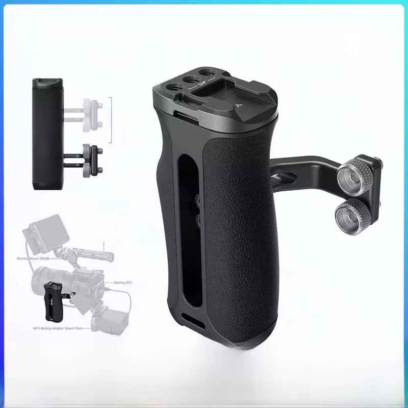 SmallRig Mini-Seitengriff mit Silikongriff und Kaltschuhhalterung für DSLR-Kamerakäfig und Video-Rig, Schwarz, 1/4 Zoll -20 Schrauben, Modell -4756 - Bild 1