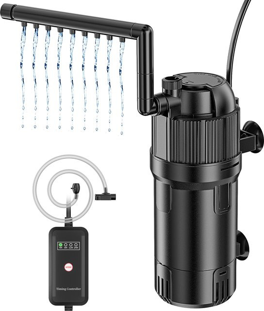 Forever Speed 5-in-1 Aquarium Innenfilter mit UVC Klärer in Schwarz, 3 Watt, 500L/h Durchfluss für 40-120L Aquarien - Bild 1