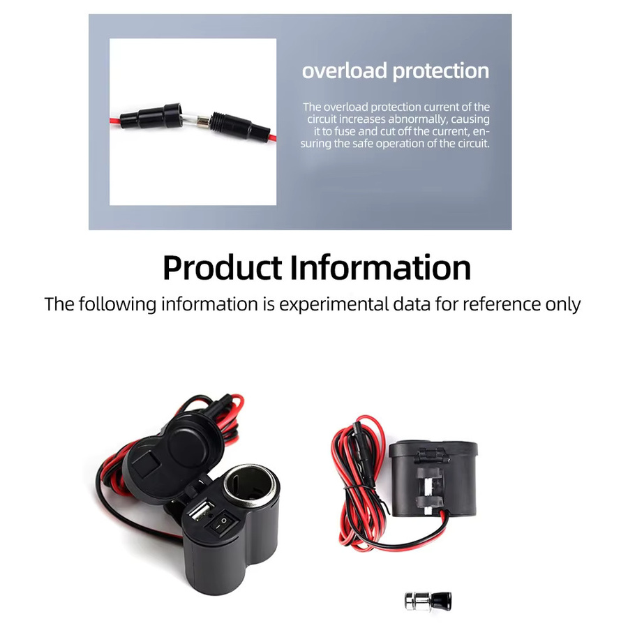 Wasserdichtes Motorrad USB Ladegerät mit Schalter für Zigarettenanzünder Buchse, Power Adapter in Schwarz mit USB-A und USB-C für Telefon und Navigation - Bild 6