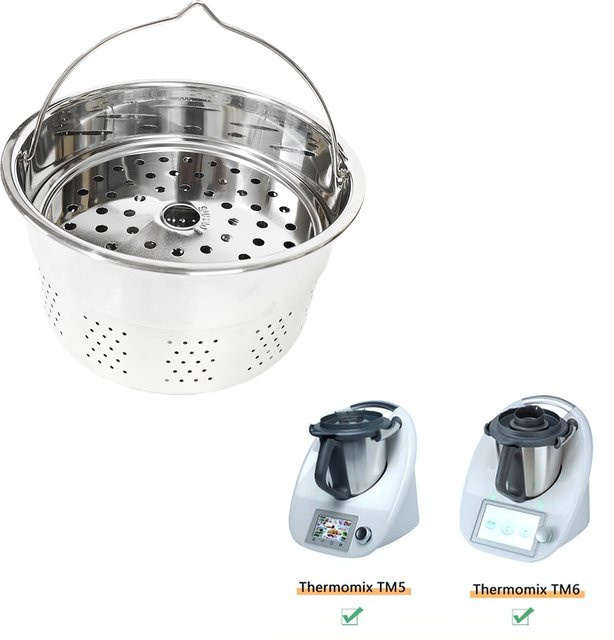 Olevo Dampfgarer aus Edelstahl für Thermomix TM5 TM6 TM7, Reiskocher und gedämpfter Korb, Silber - Bild 1