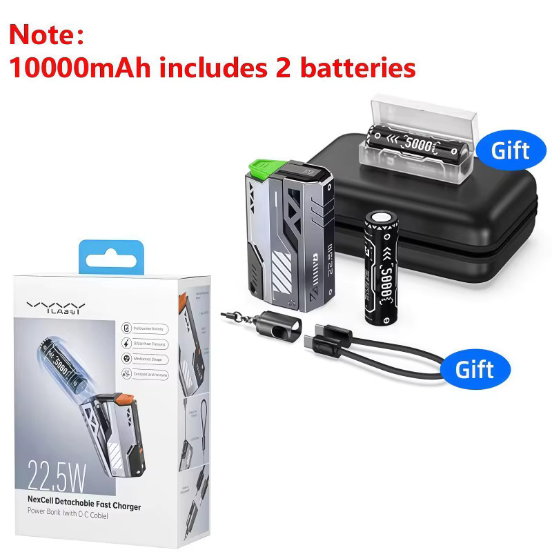 Vyvylabs Powerbank mit 10000 bis 40000 mAh und 22,5 W Schnellladefunktion mit austauschbarem Akku für iPhone und Samsung - Bild 6