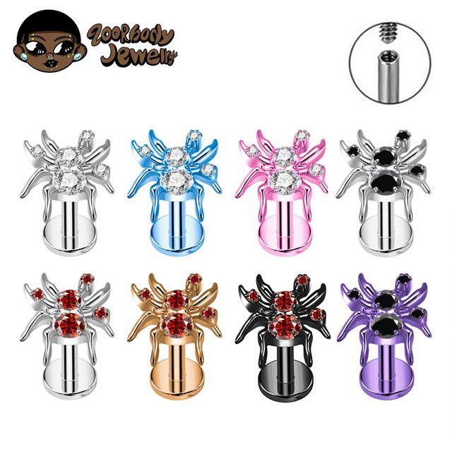 ZOORBODY JEWELRY Ohrstecker Piercing, Titan, Spinne, Unisex - Bild 1
