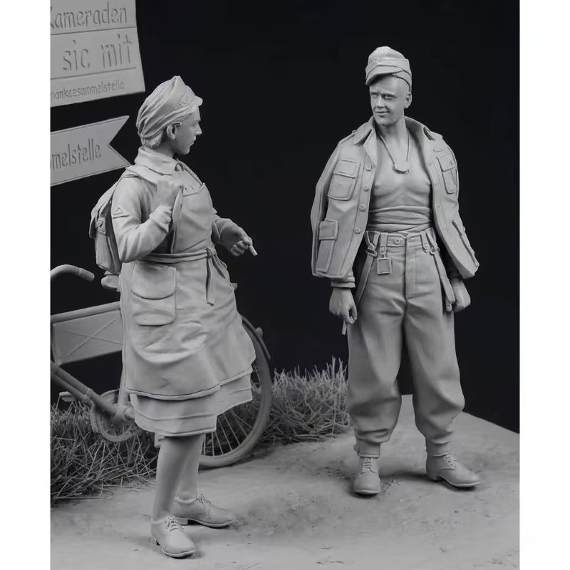 BAANFU Modellierungsszene Verletzte und Pflegende, Modellbausatz, 2-teiliges Set, Maßstab 1:35 - Bild 2