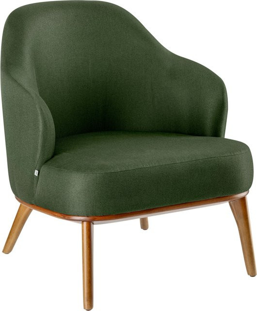 VEGA Loungesessel Gustav mit grünem Sitz und hellbraunem Buchegestell, B/T/H: 70 x 78 x 79 cm - Bild 1
