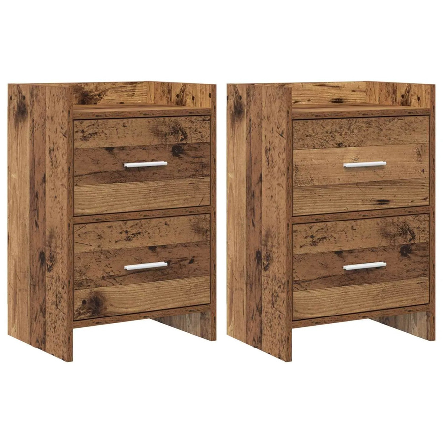 vidaXL Nachttische 2er Set aus Altholz in Braun, modern für dein Schlafzimmer, B/T/H: 40 x 30 x 60 cm - Bild 2