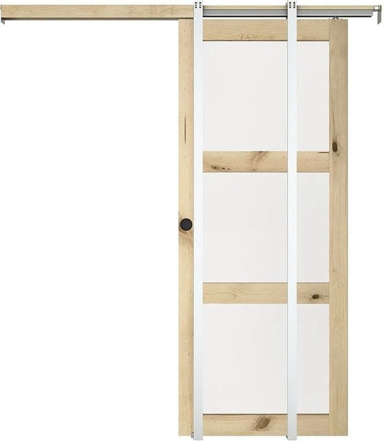 Vente-unique Schiebetür Acosta in Naturfarben Hell mit Glaseinsatz, Breite: 83 cm - Bild 1